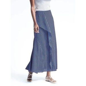 Banana Republic Navy Striped Ruffle Maxi Skirt 12